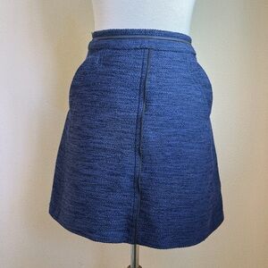IROO Navy Blue Textured A-Line Skirt